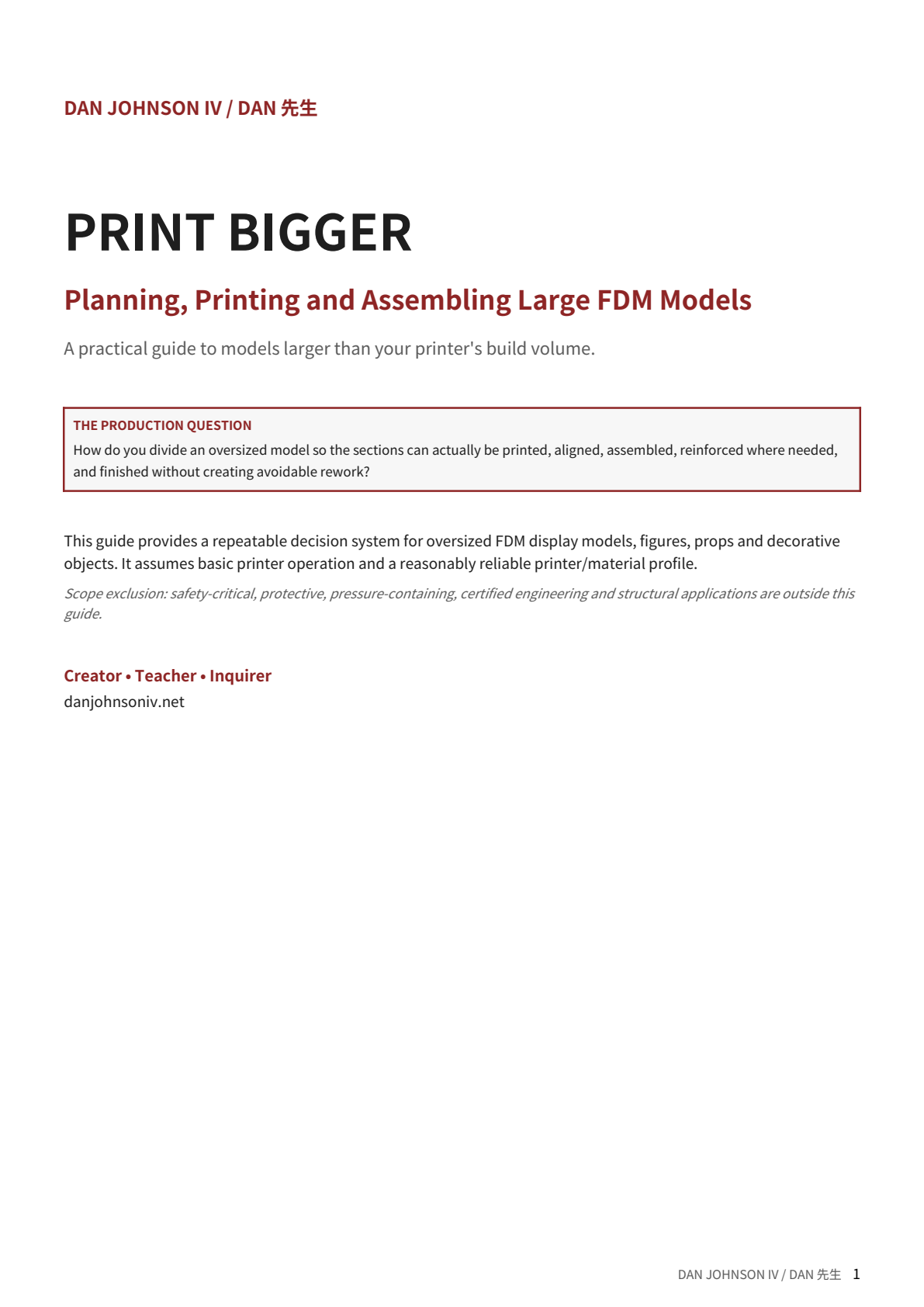 Print Bigger FDM guide cover