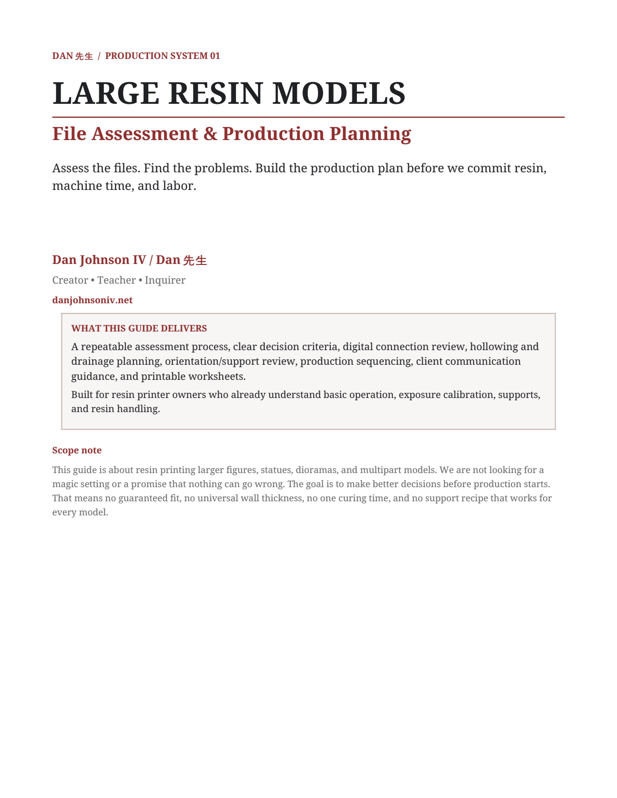 Large Resin Models guide cover